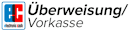 Text "Überweisung/Vorkasse" mit altem ec/Electronic Cash-Logo links daneben. Alles mit deutlichen JPEG-Artefakten.