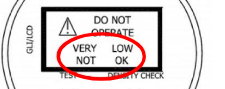 Abbildung aus einer Anleitung.

!    DO NOT
     OPERATE

VERY            LOW
NOT              OK

