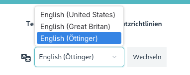 Sprachauswahl einer Webseite

English (United States)
English (Great Britan)
English (Öttinger)